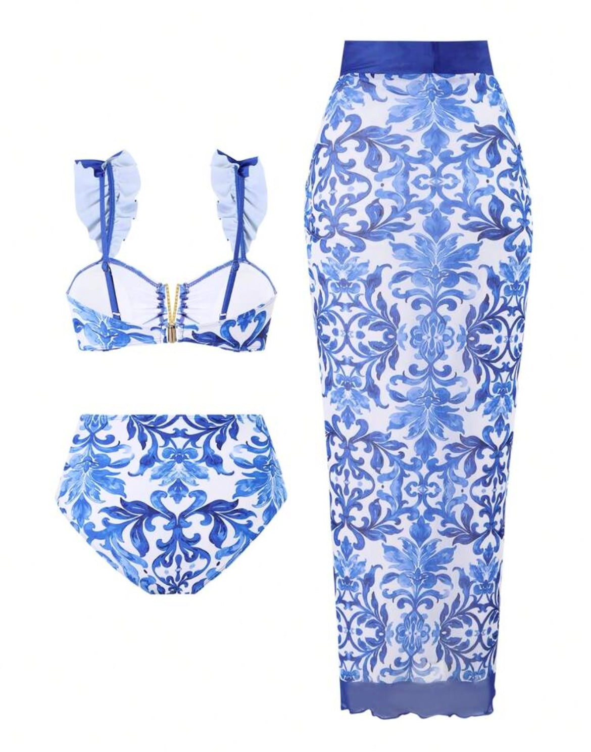 Z👙3pcs Blue Bikini Set