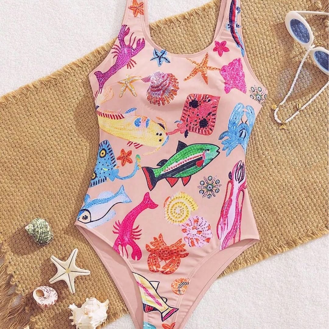 Z👙Rhinestone Printed One-Piece
