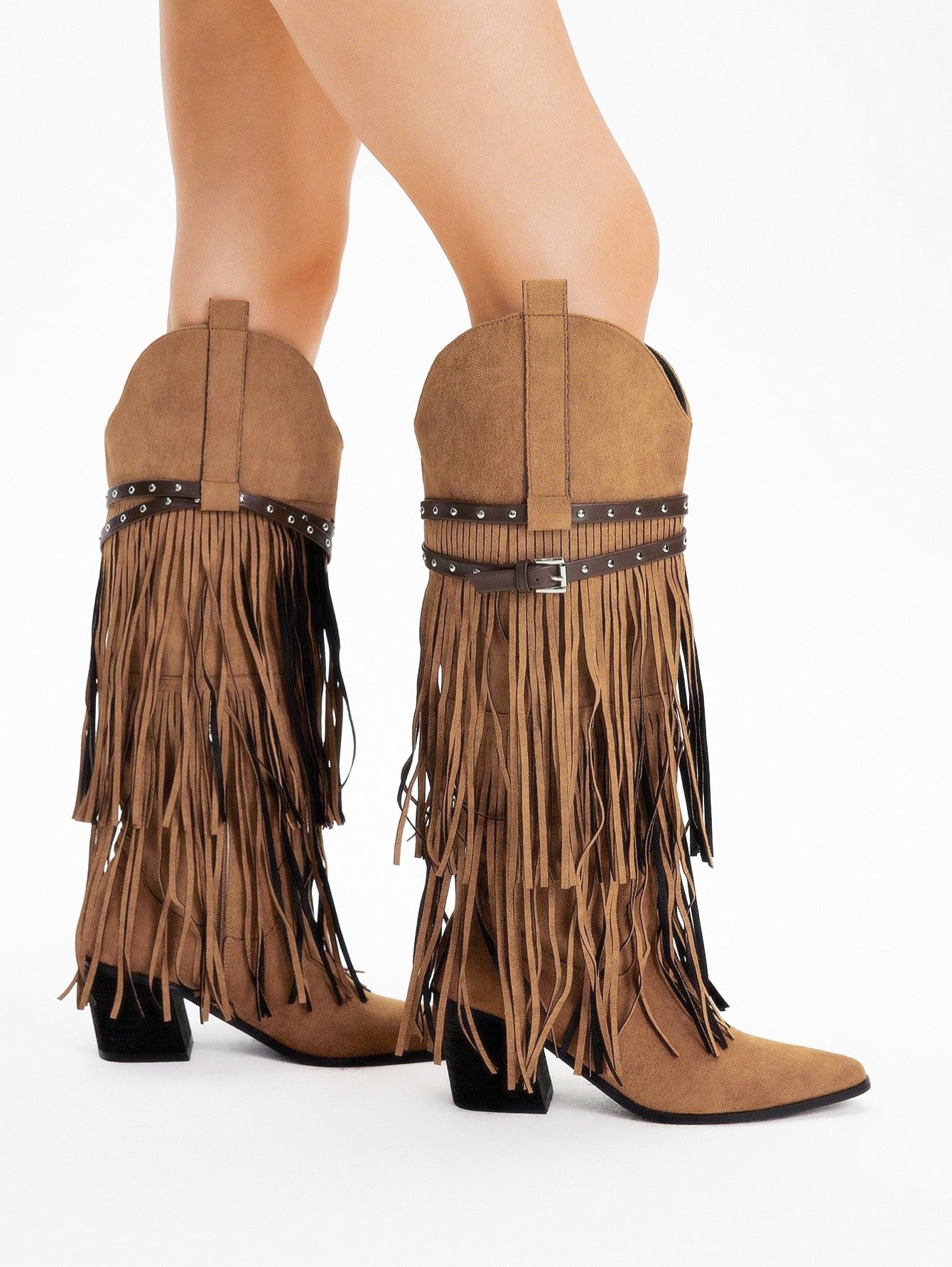 .NEW Boho Fringe Suede Boots