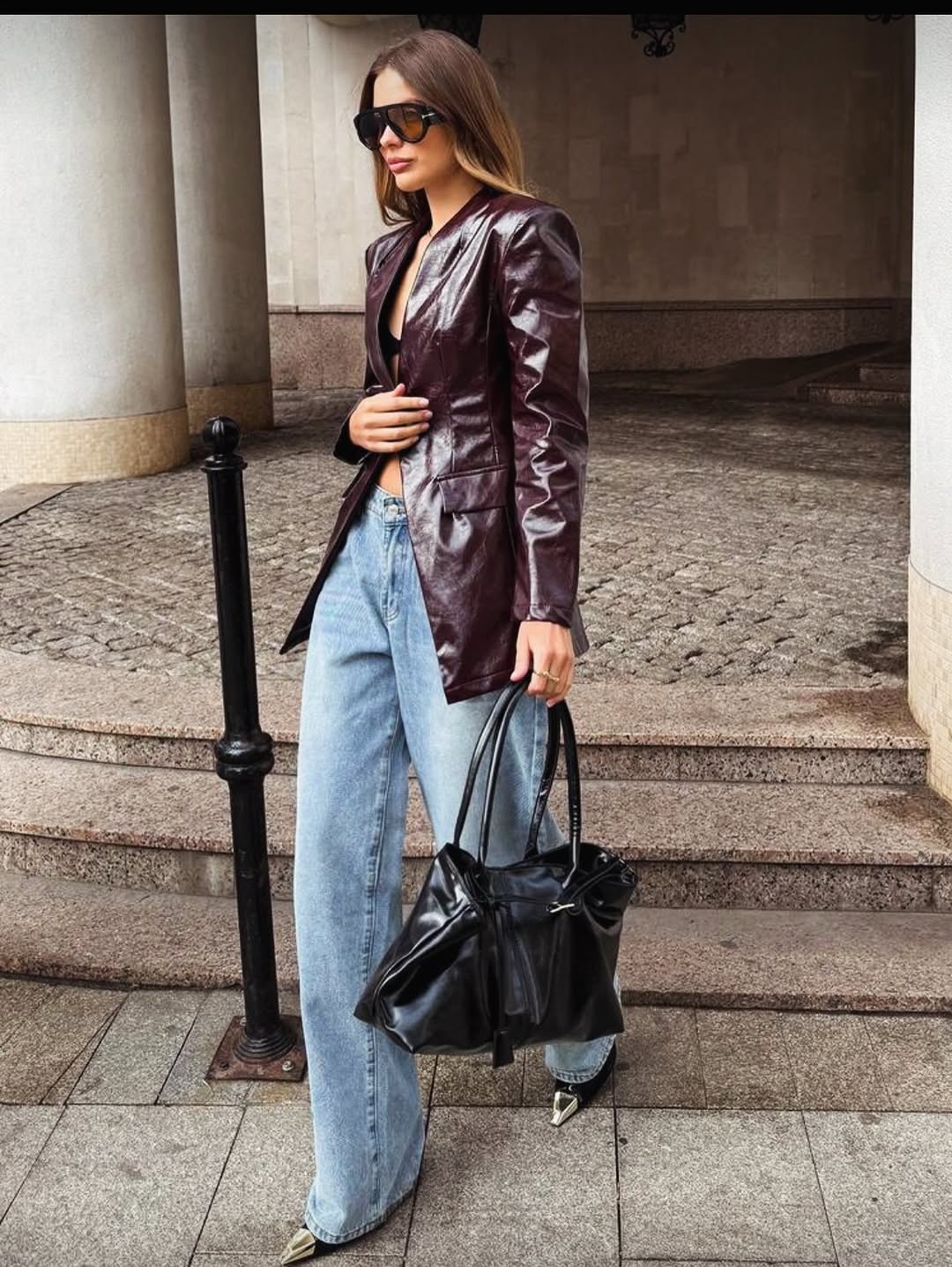 .NEW Burgundy Leather Blazer