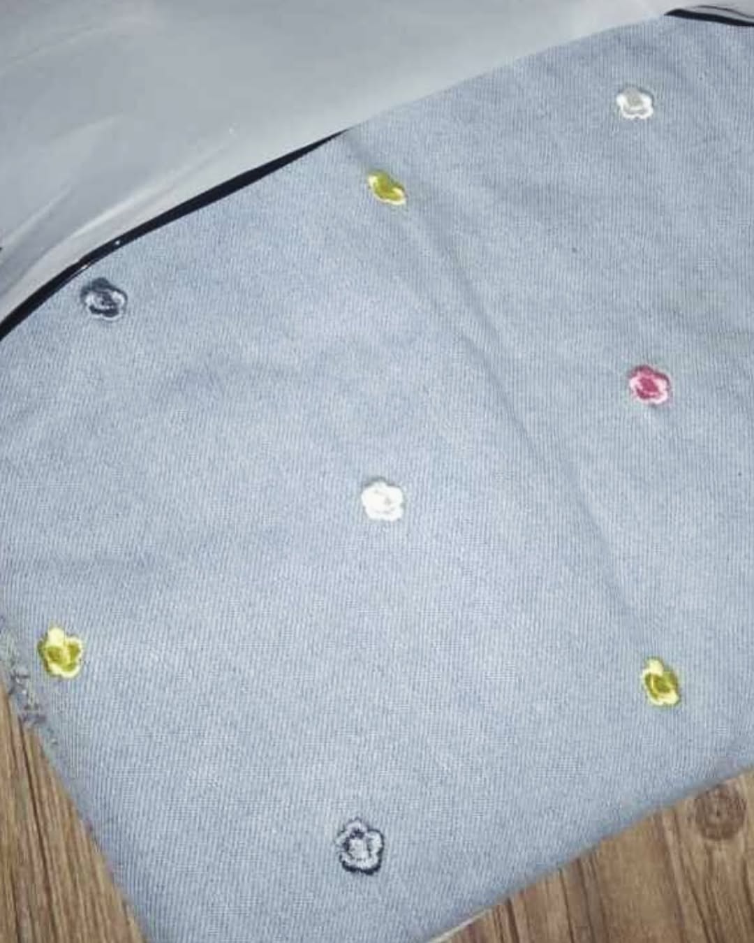 Floral Embroidery Denim