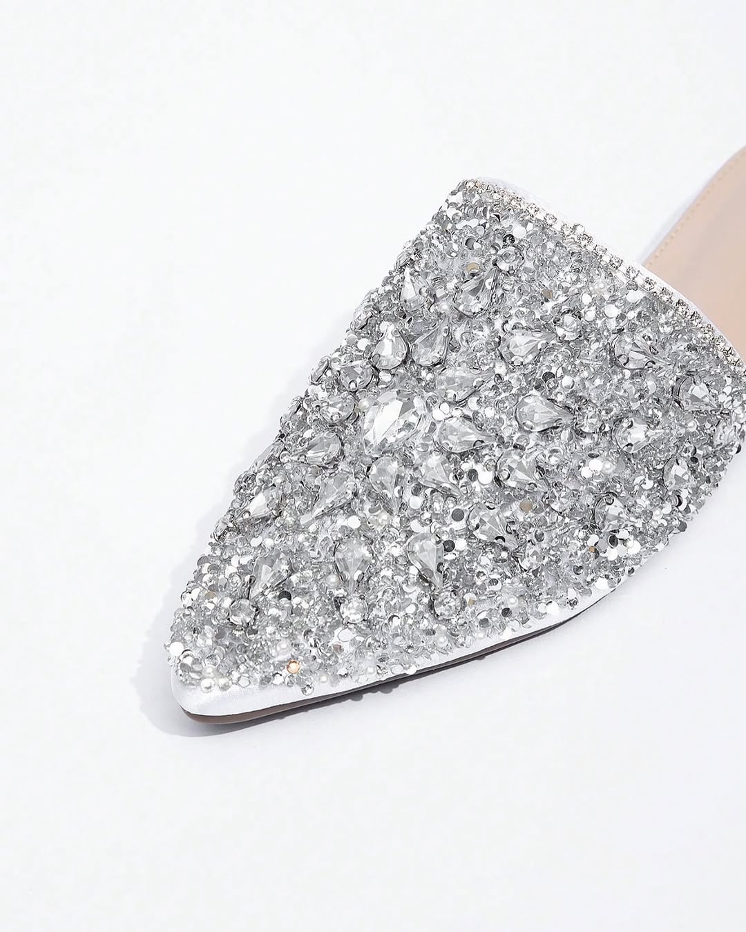 Rhinestone Silver Mules