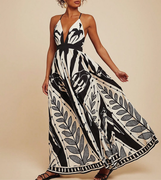 B/W Tropical Dress