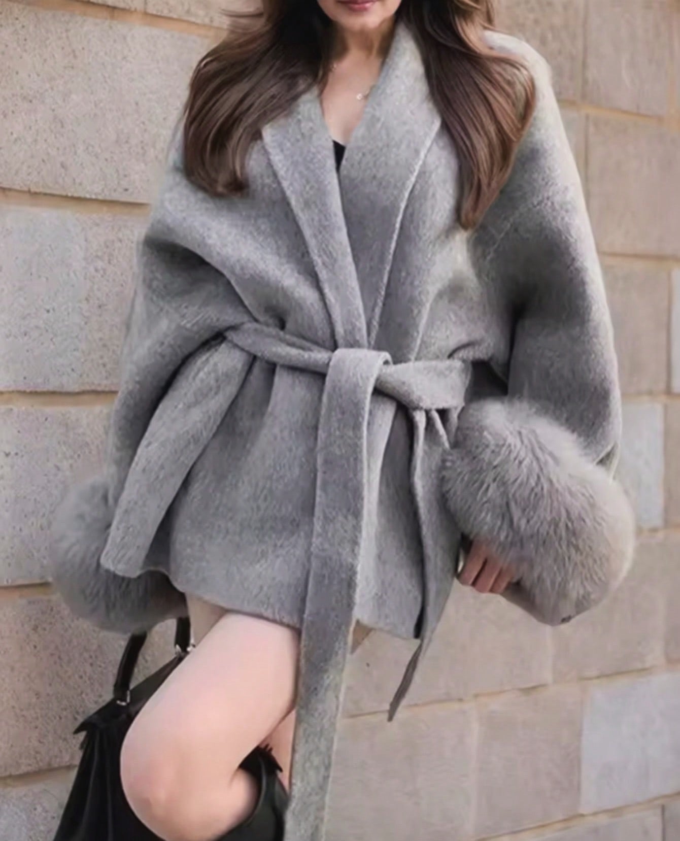 .NEW Cashmere/Faux Fur Jacket