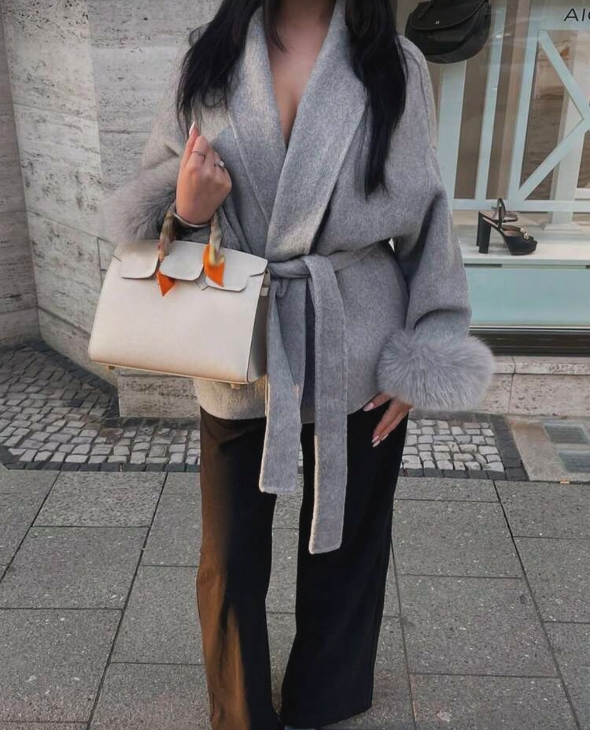 .NEW Cashmere/Faux Fur Jacket