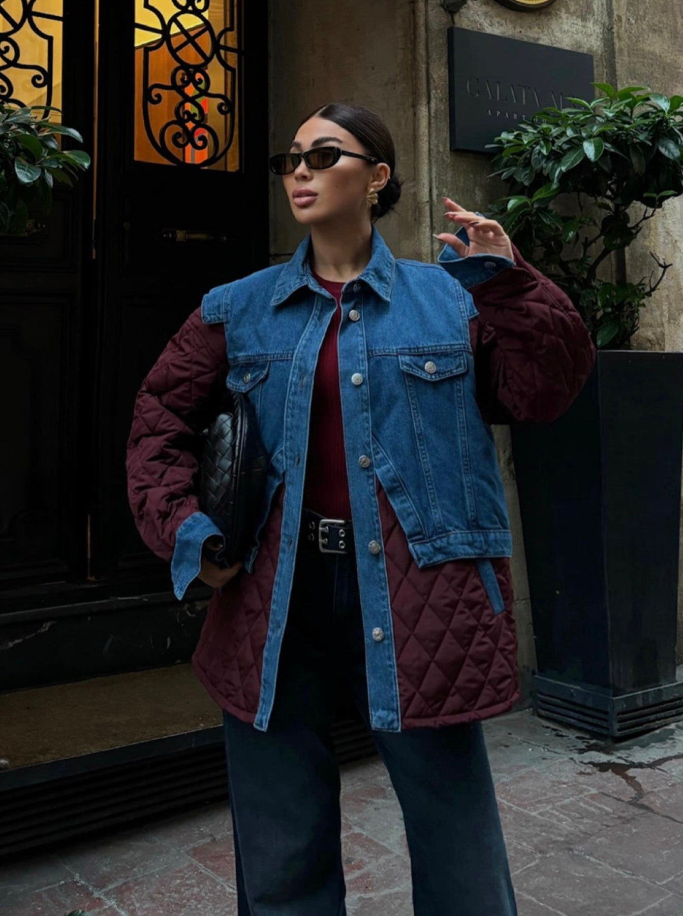 Quilted Oversized Denim Jacket