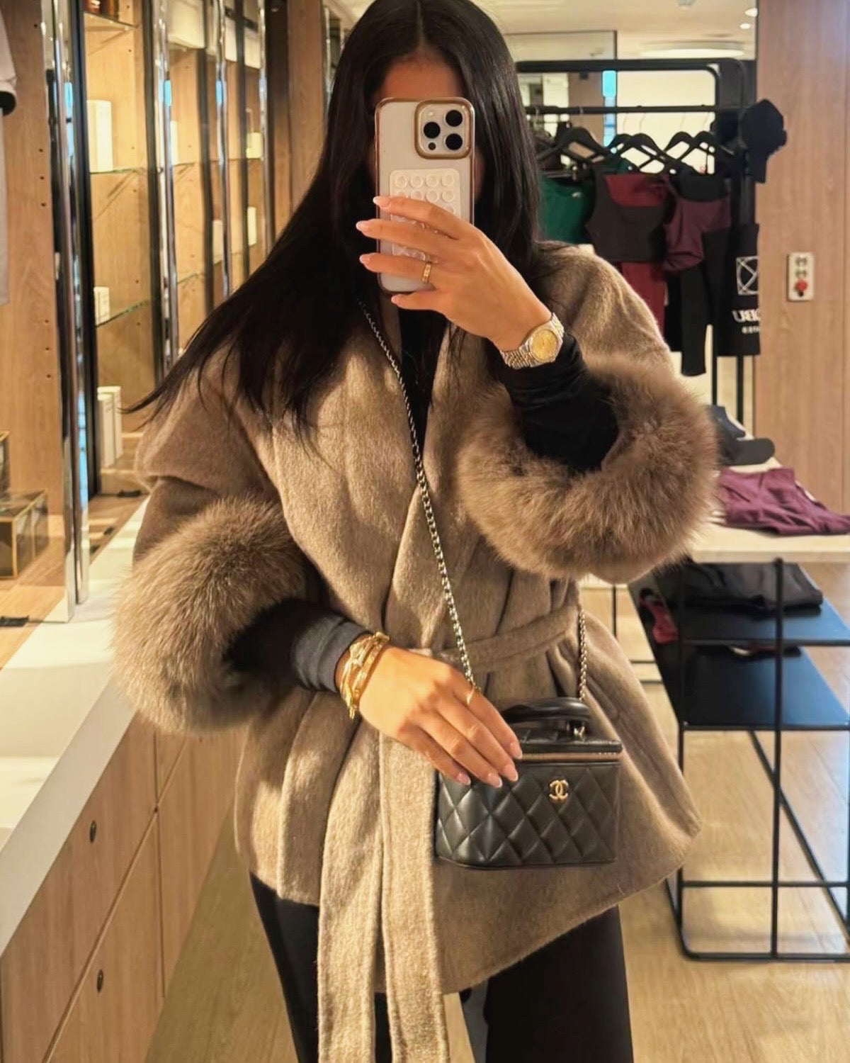 .NEW Cashmere/Faux Fur Jacket