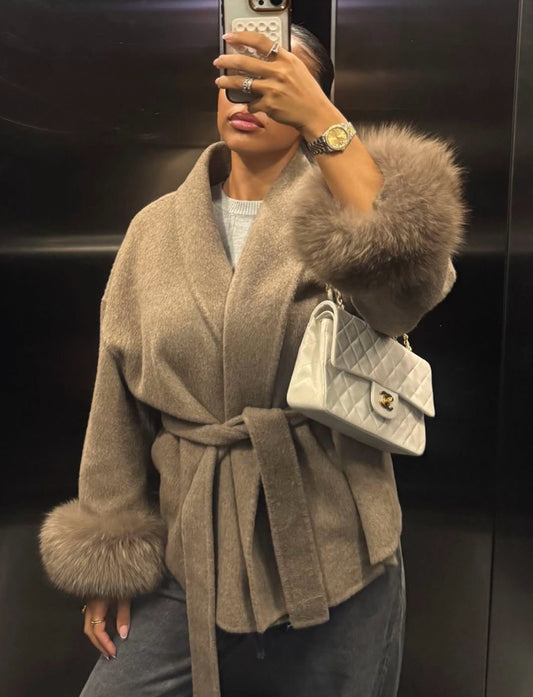 .NEW Cashmere/Faux Fur Jacket