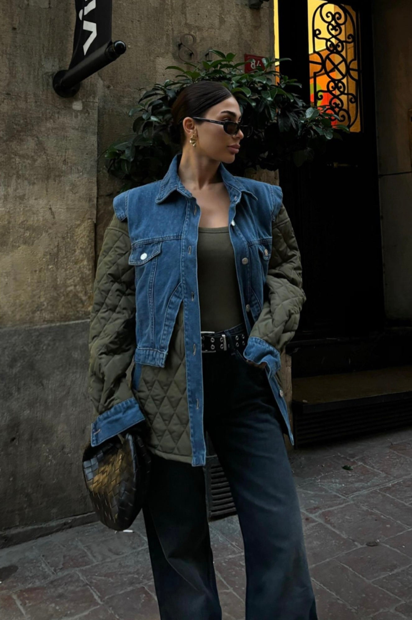 Quilted Oversized Denim Jacket