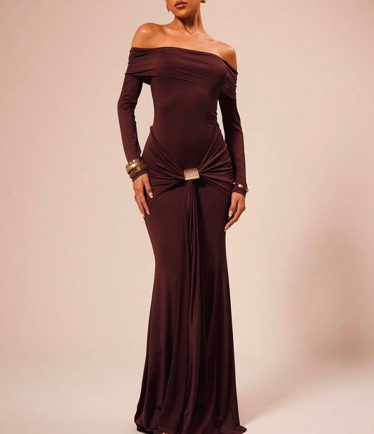 Brown/Gold Maxi Dress