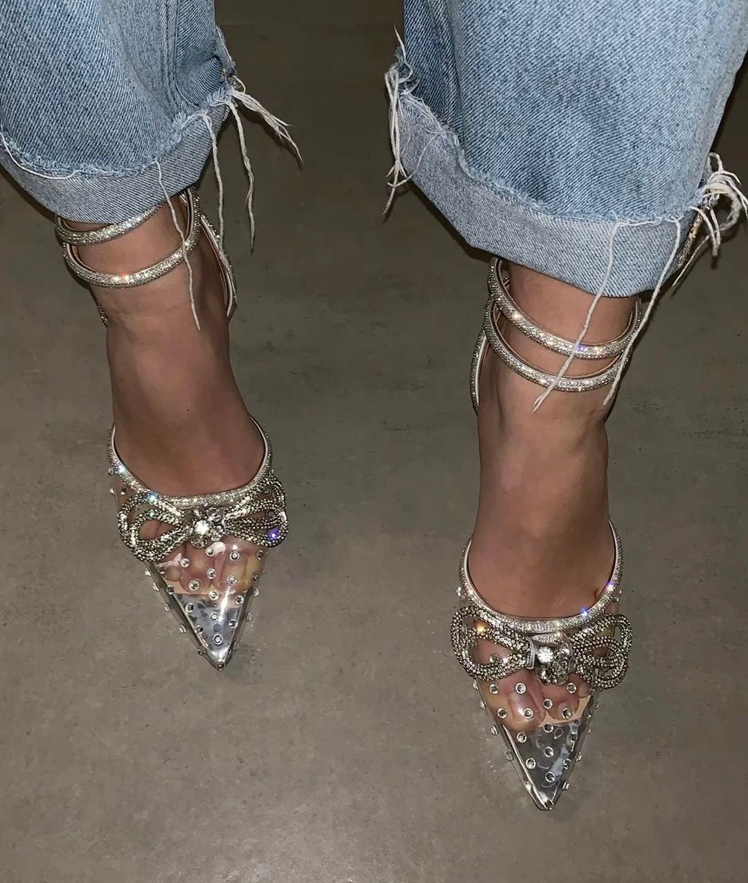 Silver Rhinstones Heels