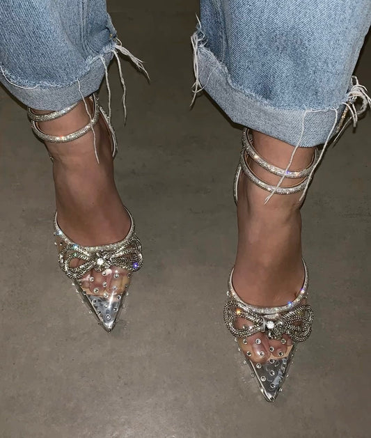 Silver Rhinstones Heels