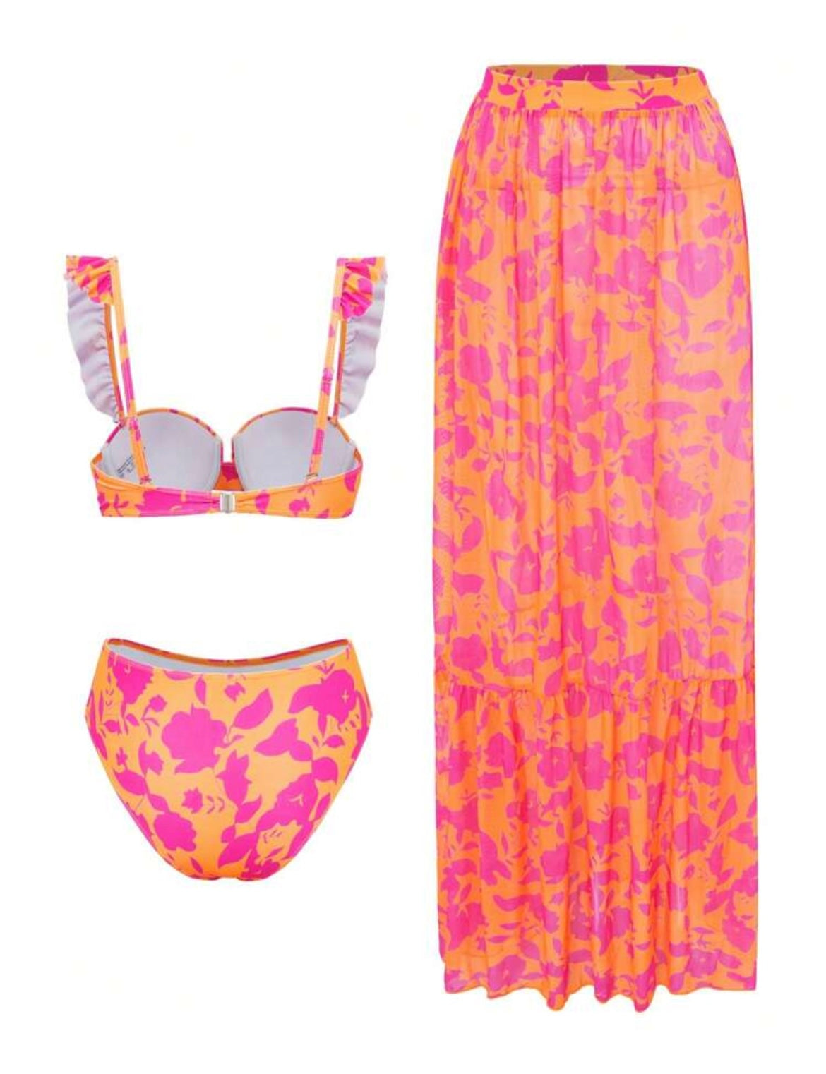 Z👙3pcs Orange/Pink Set