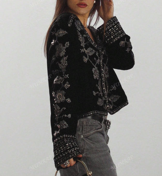 .NEW Embroidery Velvet Jacket