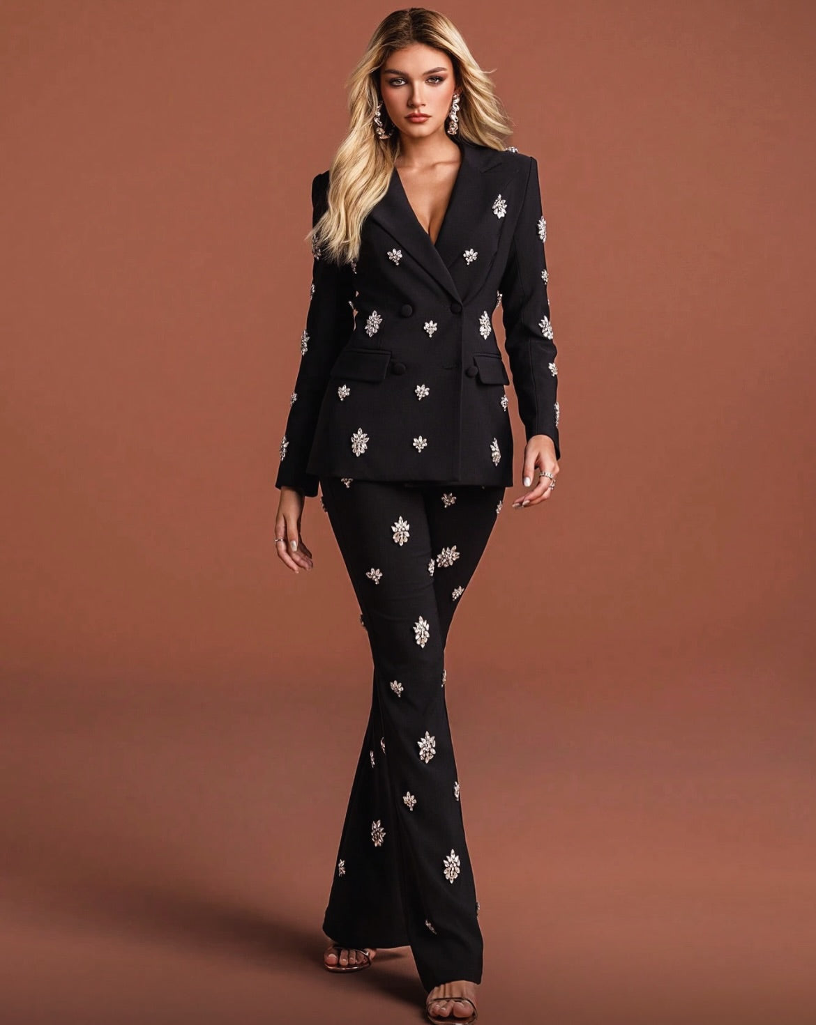 .NEW Embellished Rhinestone Suit