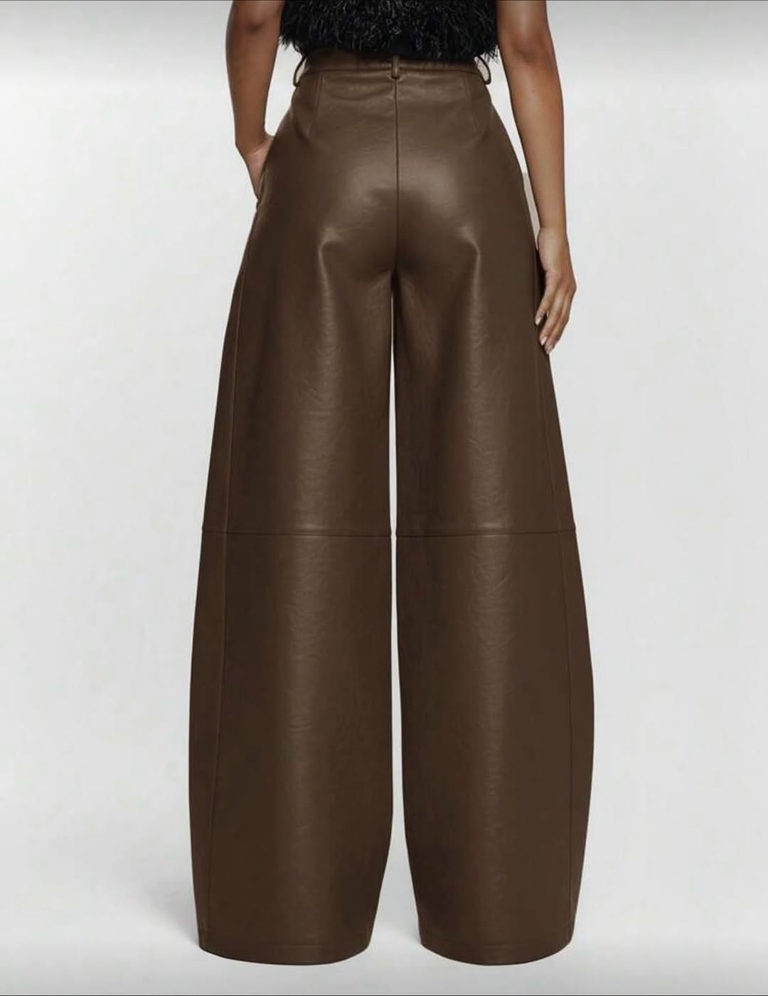 .NEW Leather Wide Leg Pants
