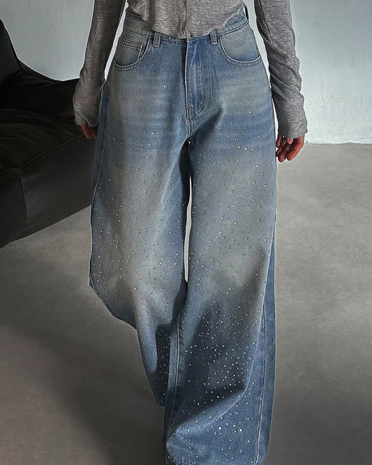Rhinestone Blue Denim