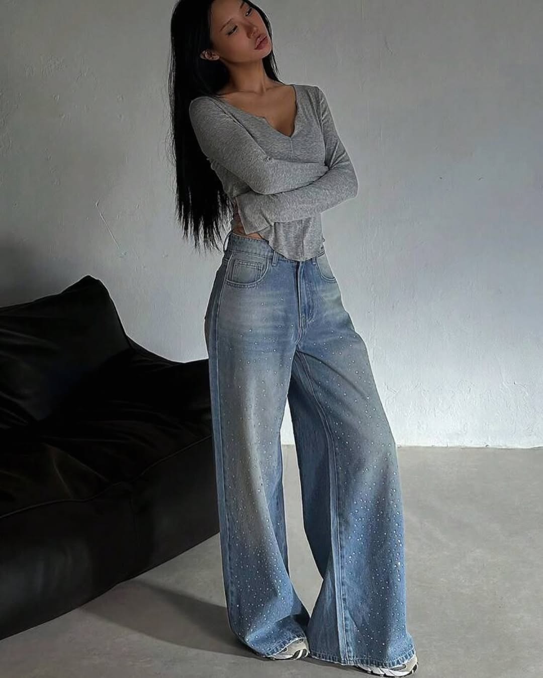 Rhinestone Blue Denim