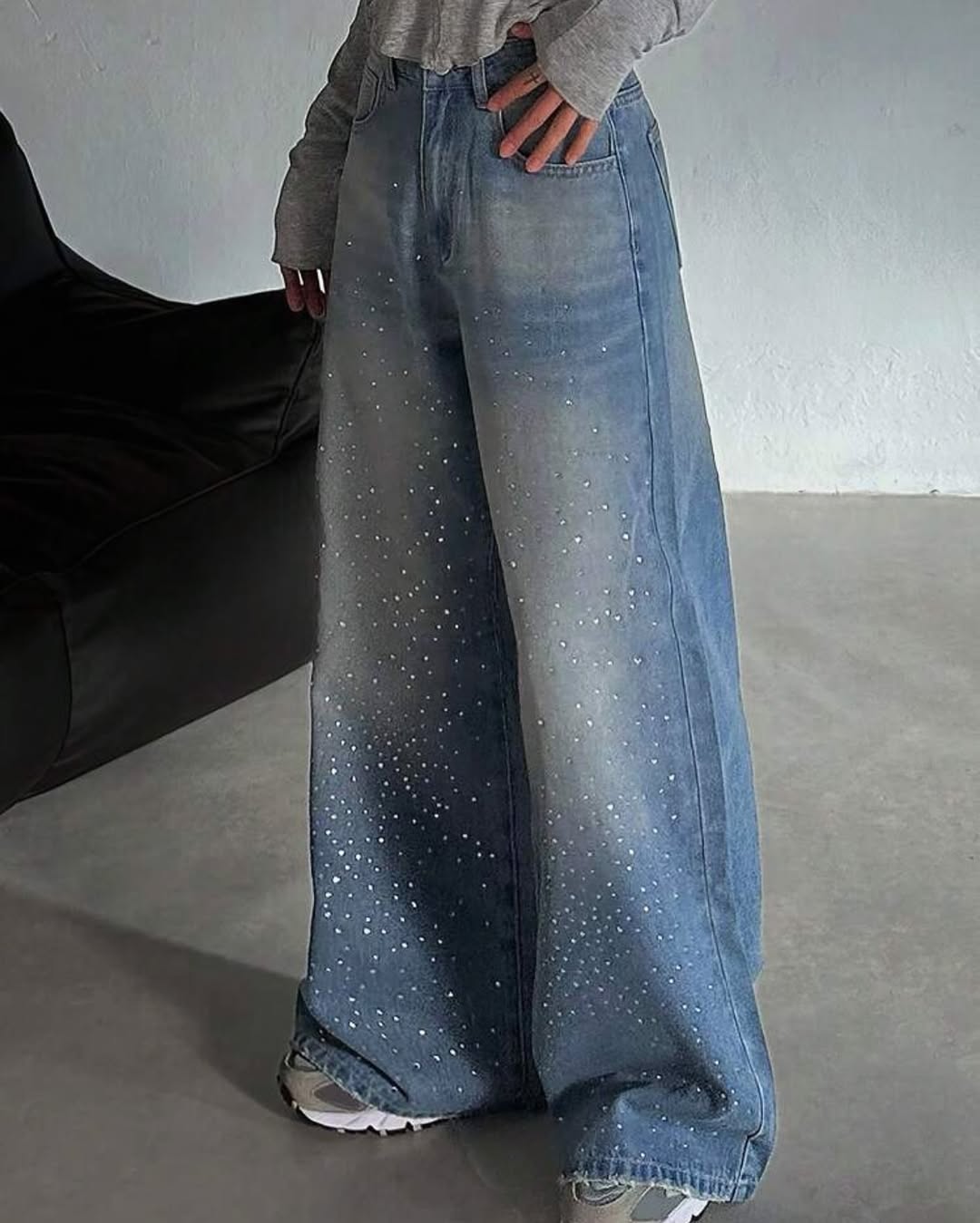 Rhinestone Blue Denim