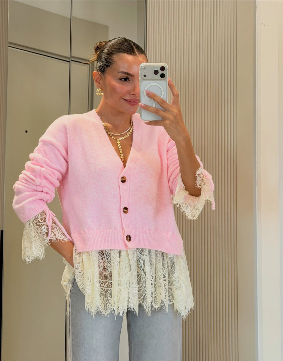.NEW Lace Trim Cardigan