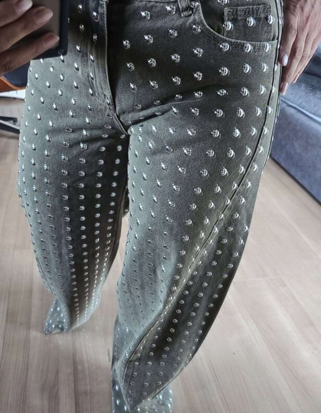 .NEW Studded Denim Pants