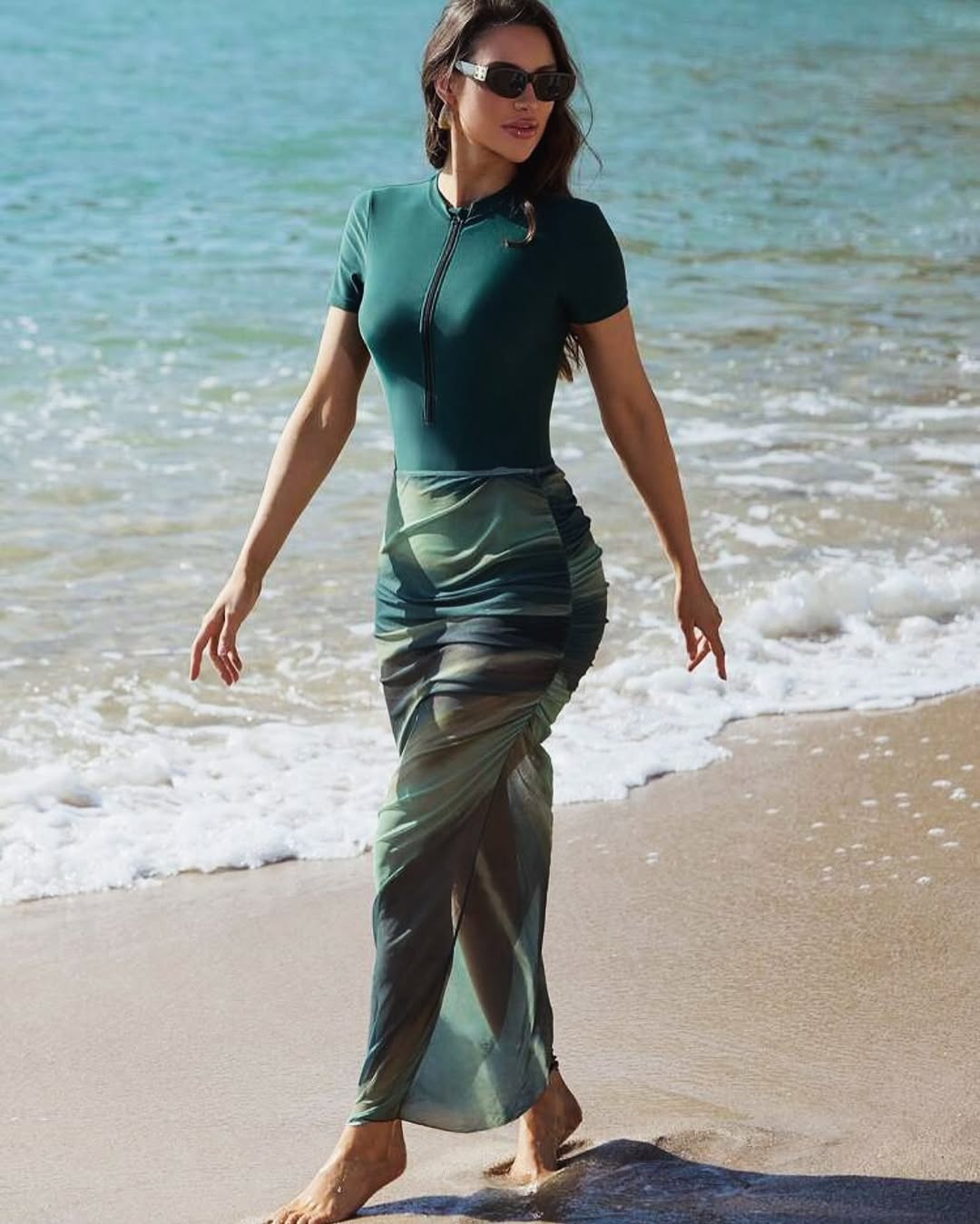 Z👙2pcs Green Shorts Set