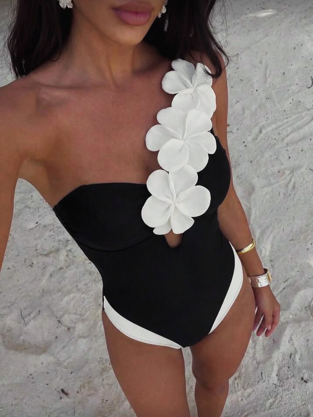 .NEW B/W Petal Swimsuit